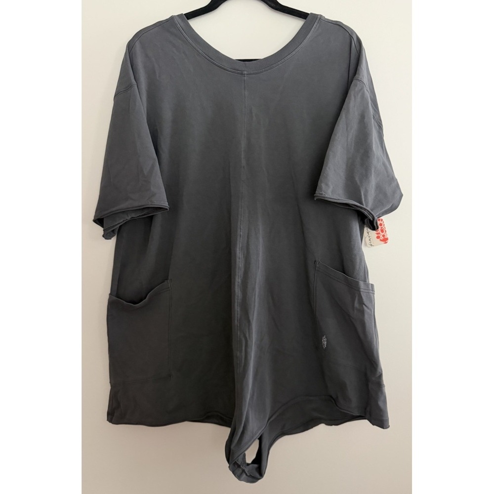 Free People Movement Hot Shot Tee Romper Black Women's Size Large